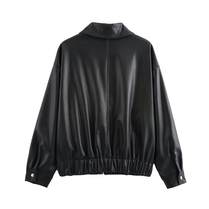 Oversize Kunstlederjacke