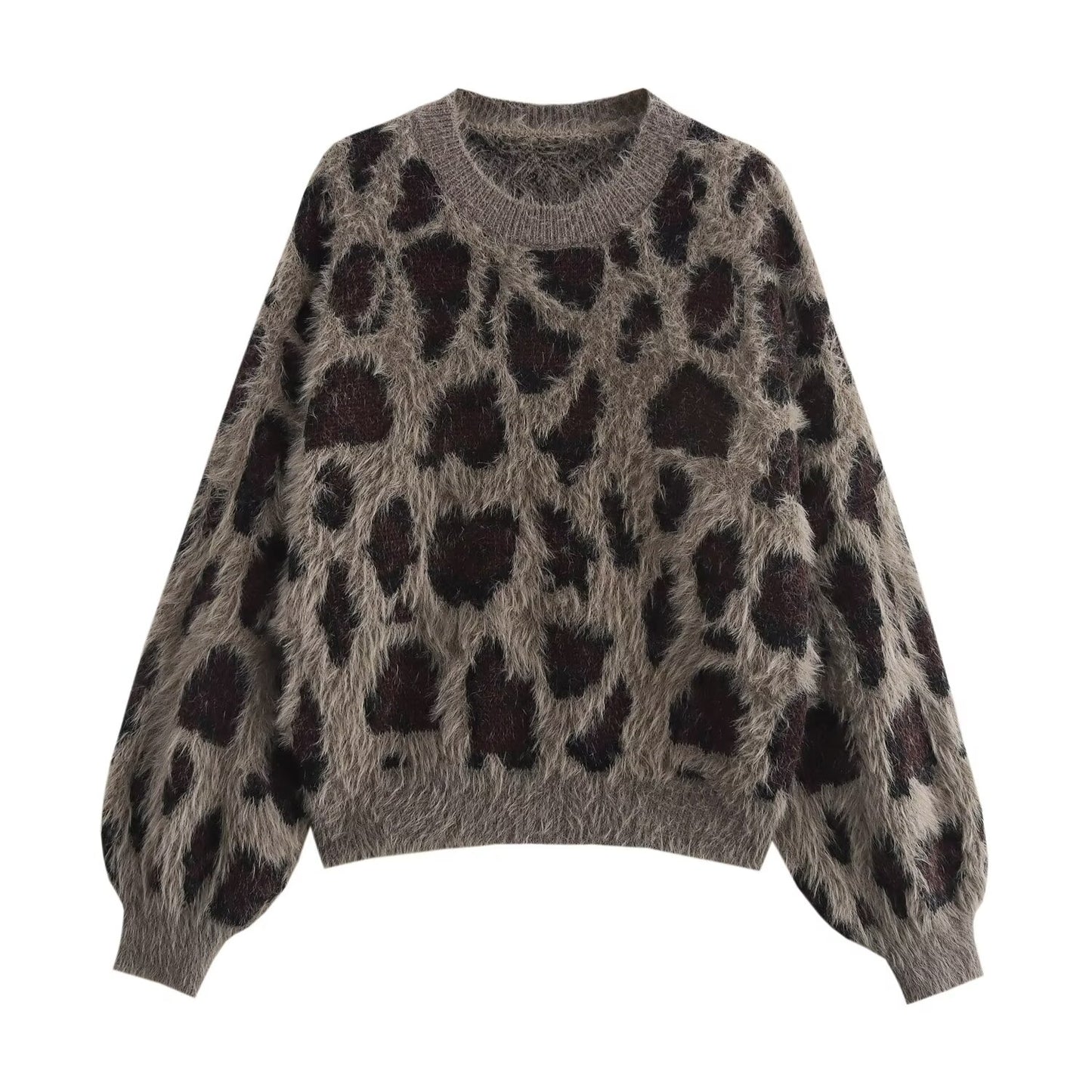 Weicher Oversize-Pullover im Leo-Design