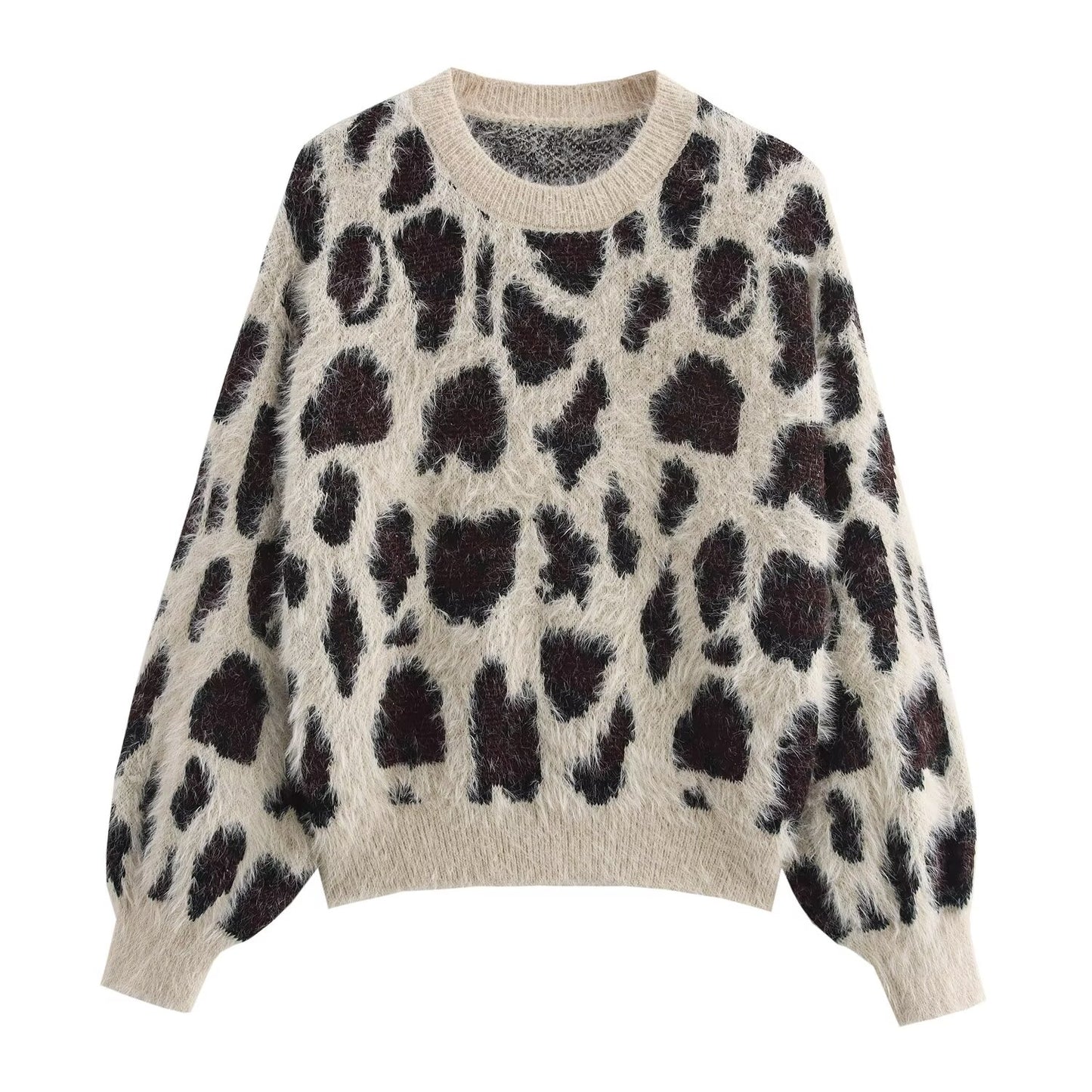 Weicher Oversize-Pullover im Leo-Design